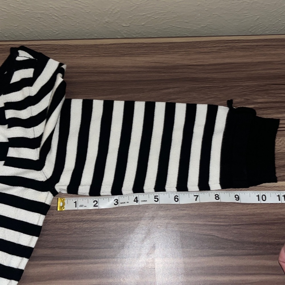 White House Black Market Striped Crew Neck Sweater with 3/4 sleeve - Picture 12 of 13